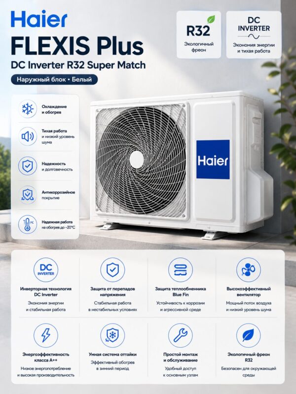 Haier FLEXIS Plus DC Inverter R32 Super Match (белый глянцевый)