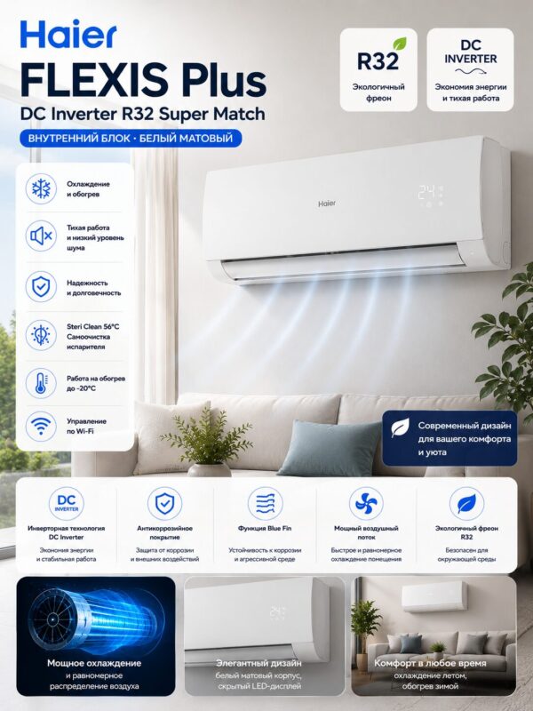 ChatGPT Image 2 июня 2026 г., 14_41_46 Haier FLEXIS Plus DC Inverter R32 Super Match (белый матовый)